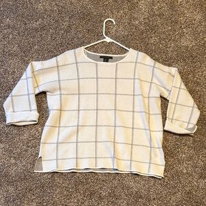 Light Cream with grey lines women’s sweater Tahari
